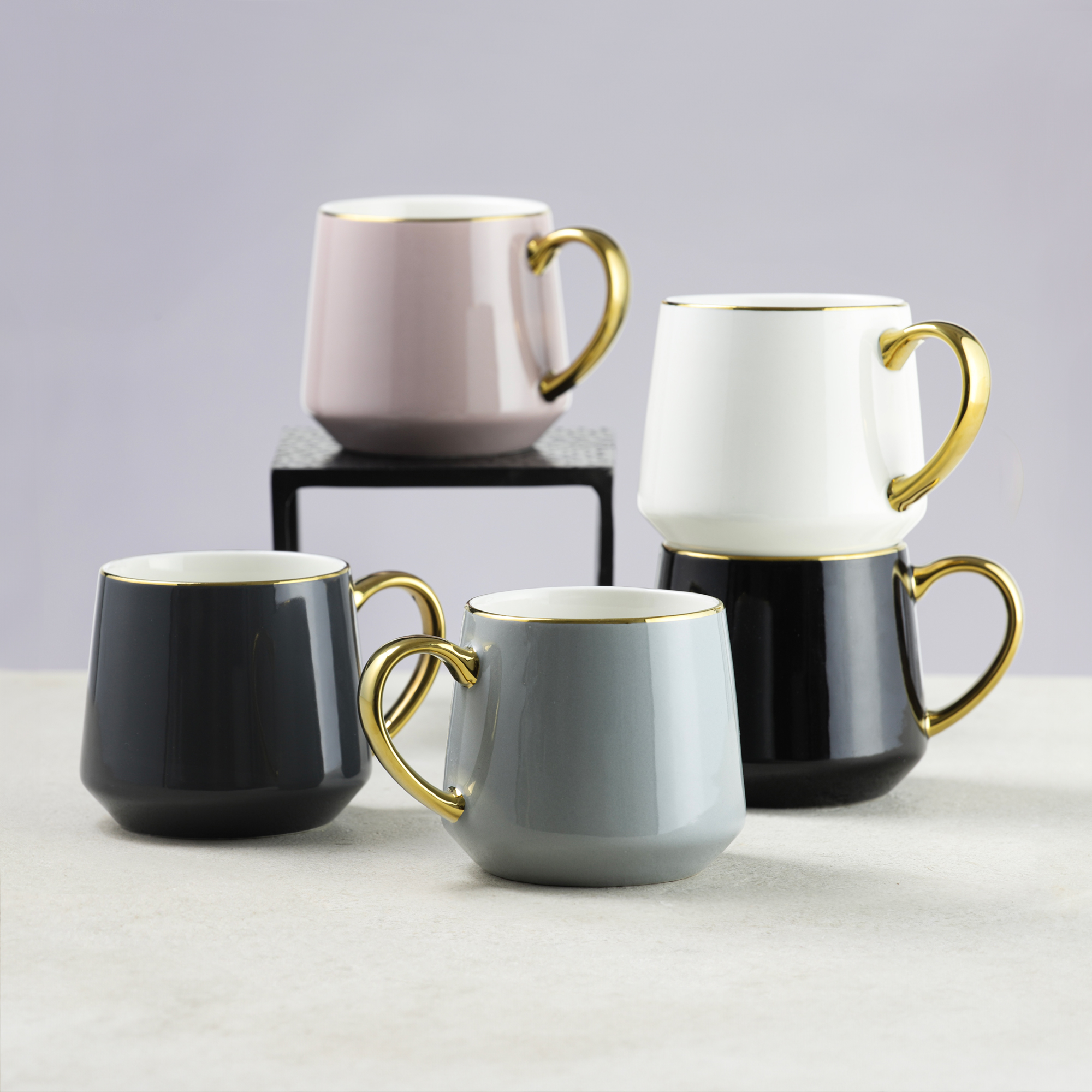 Becher Set Royal 460 ml 4-teilig weiß-golden AMBITION