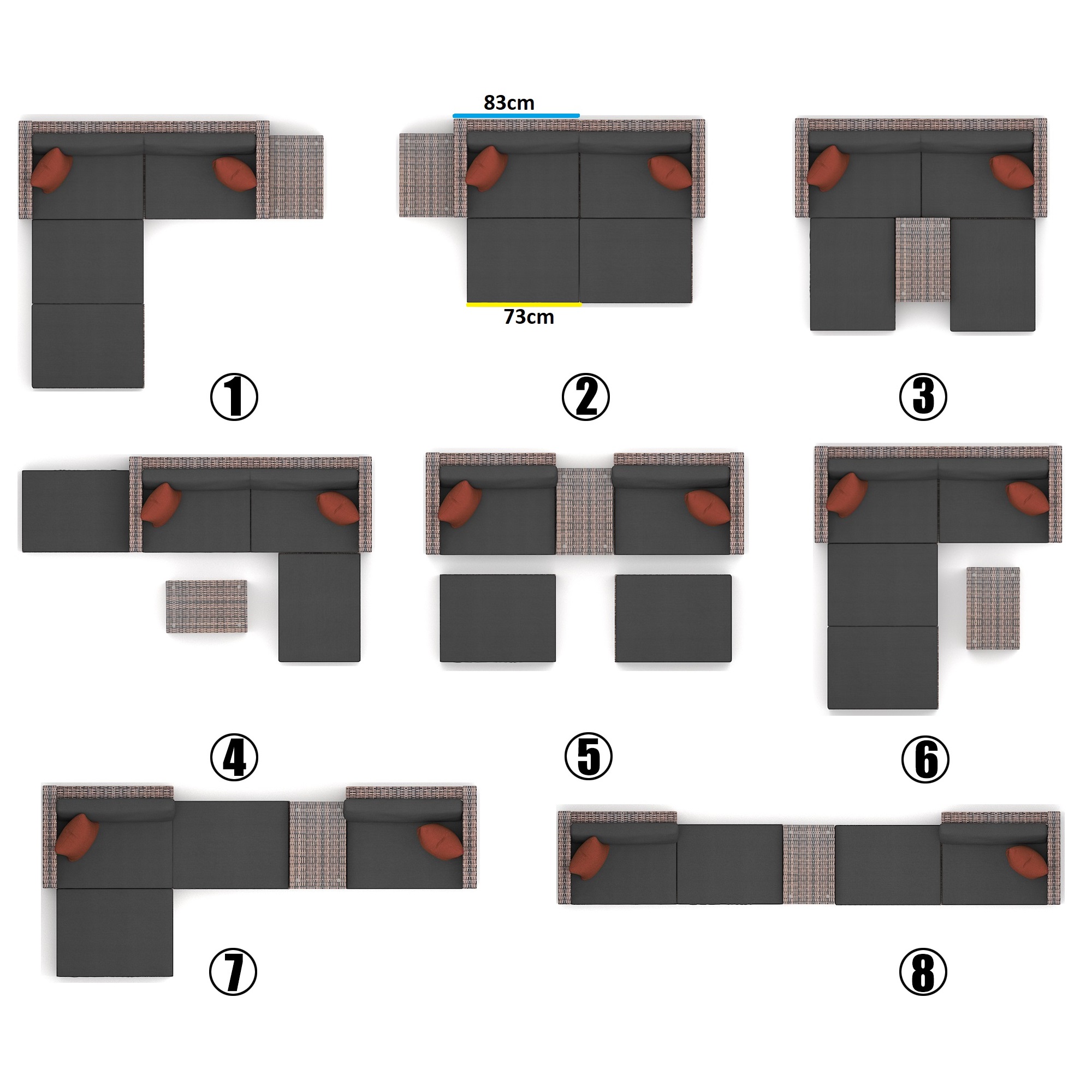 Set di mobili da giardino componibili Gaia wenge PATIO