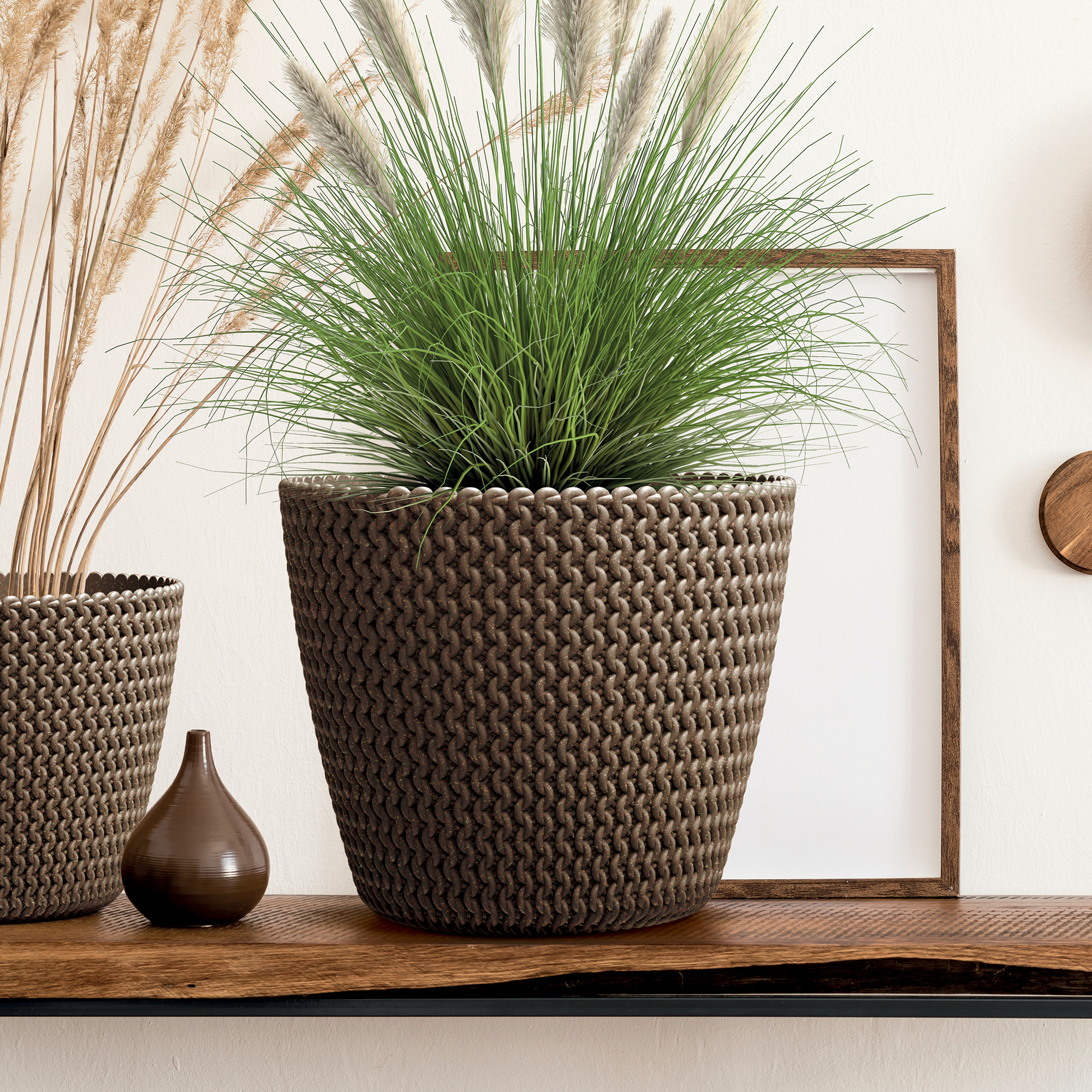 Plastový ozdobný obal na květináč Splofy Eco Wood Naturo 21,8 cm PROSPERPLAST