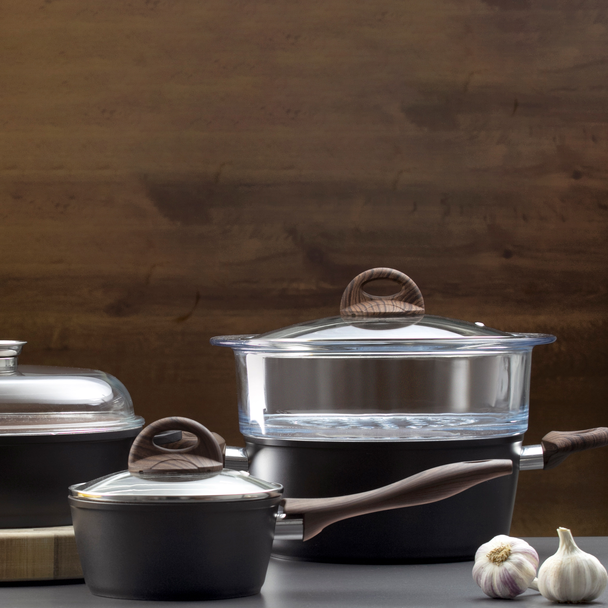 Garnek do gotowania na parze Terra z powłoką Qualum Basic Stone Edition 20 cm AMBITION