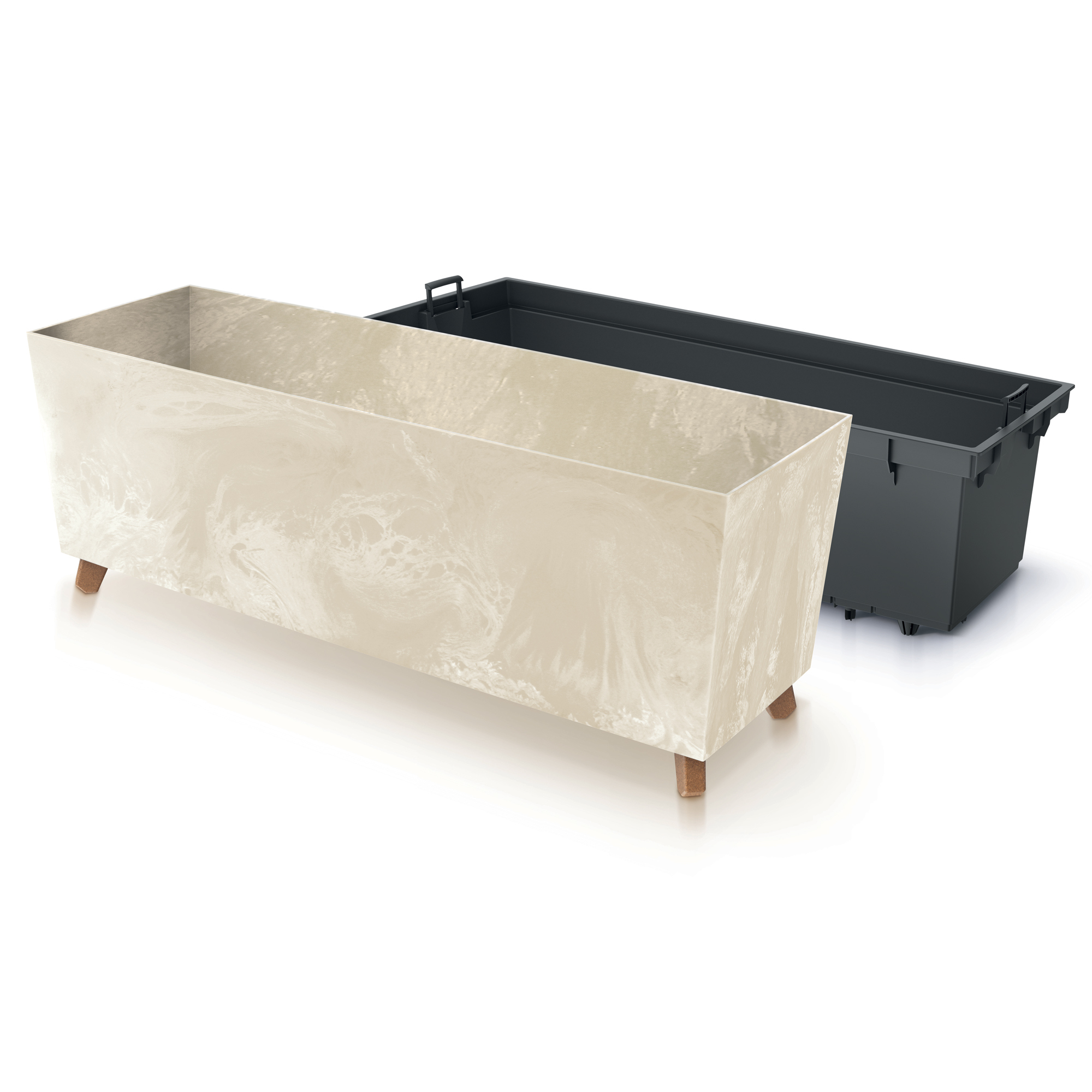 Blumentopf mit Einsatz Urbi Beton Effect 77 x 23,5 x 30 cm creme PROSPERPLAST