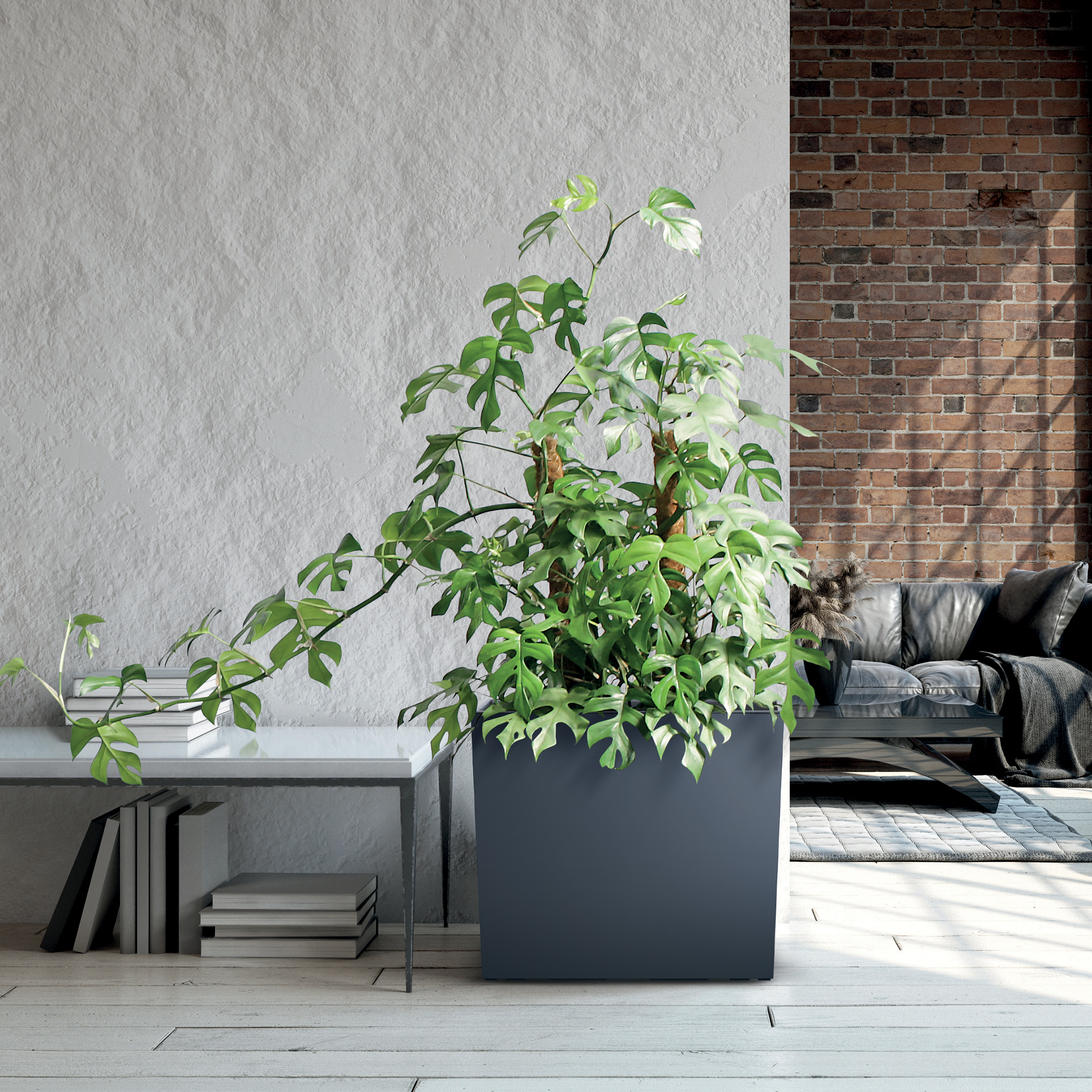 Trädgårdskruka med insats Urbi Case Tower 77 x 23,5 x 68,5 cm antracit PROSPERPLAST  