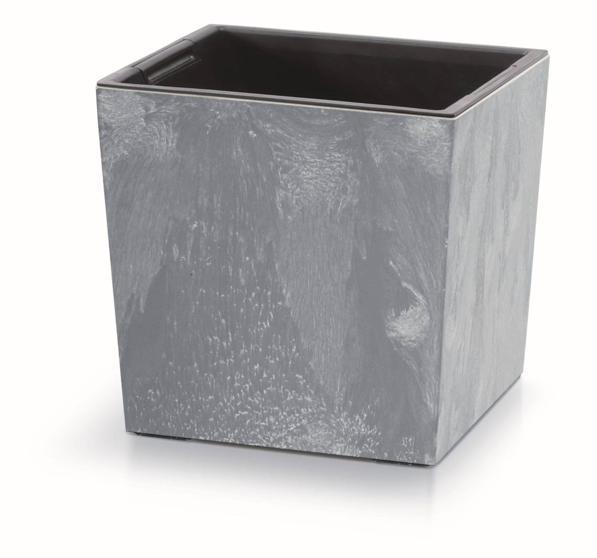 Plastový záhradný kvetináč s vložkou Urbi Square Low Beton Effect Marengo 29,5 x 29,5 x 29 cm PROSPERPLAST