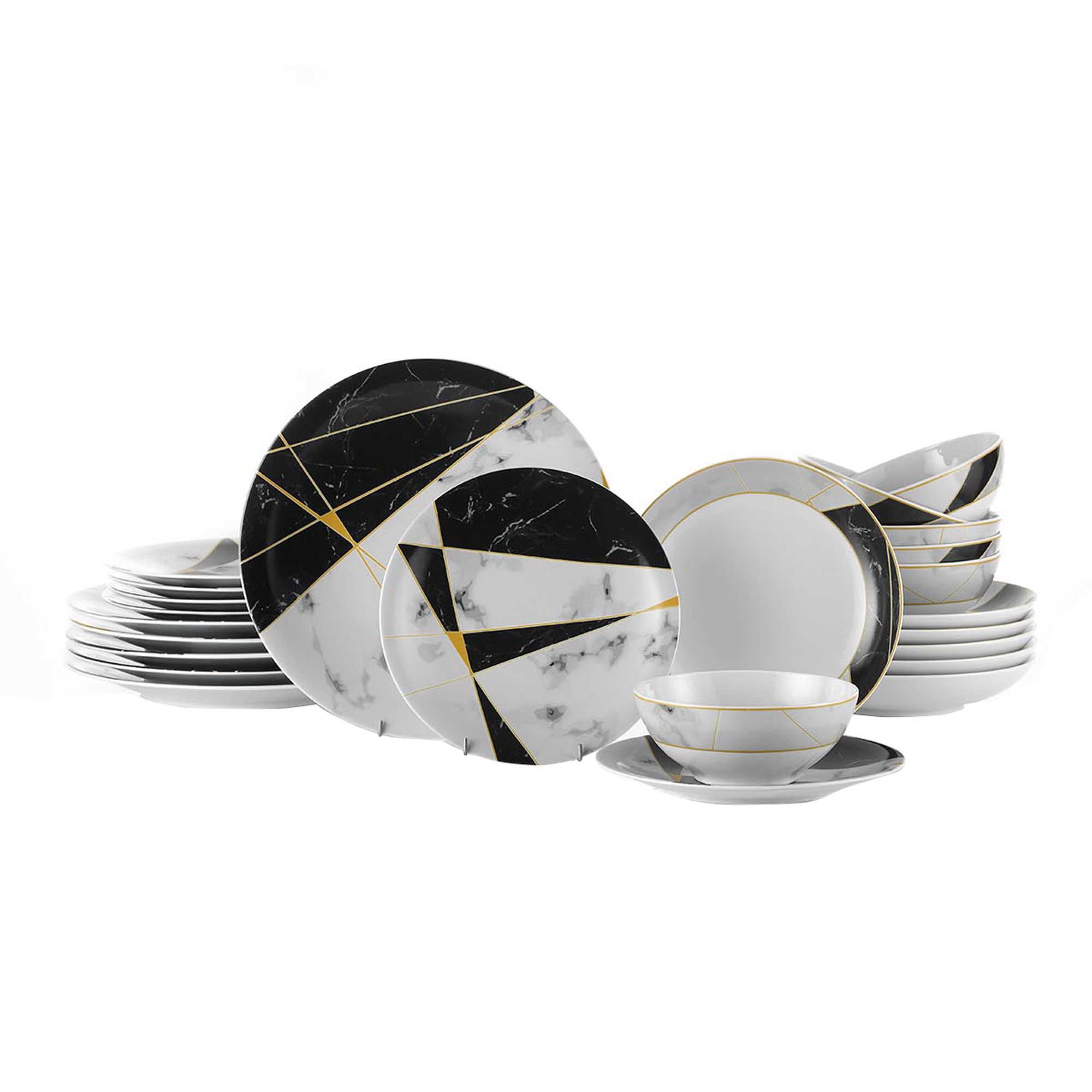 Jídelní servis Black Marble pro 6 osob 24-dílů KÜTAHYA PORSELEN
