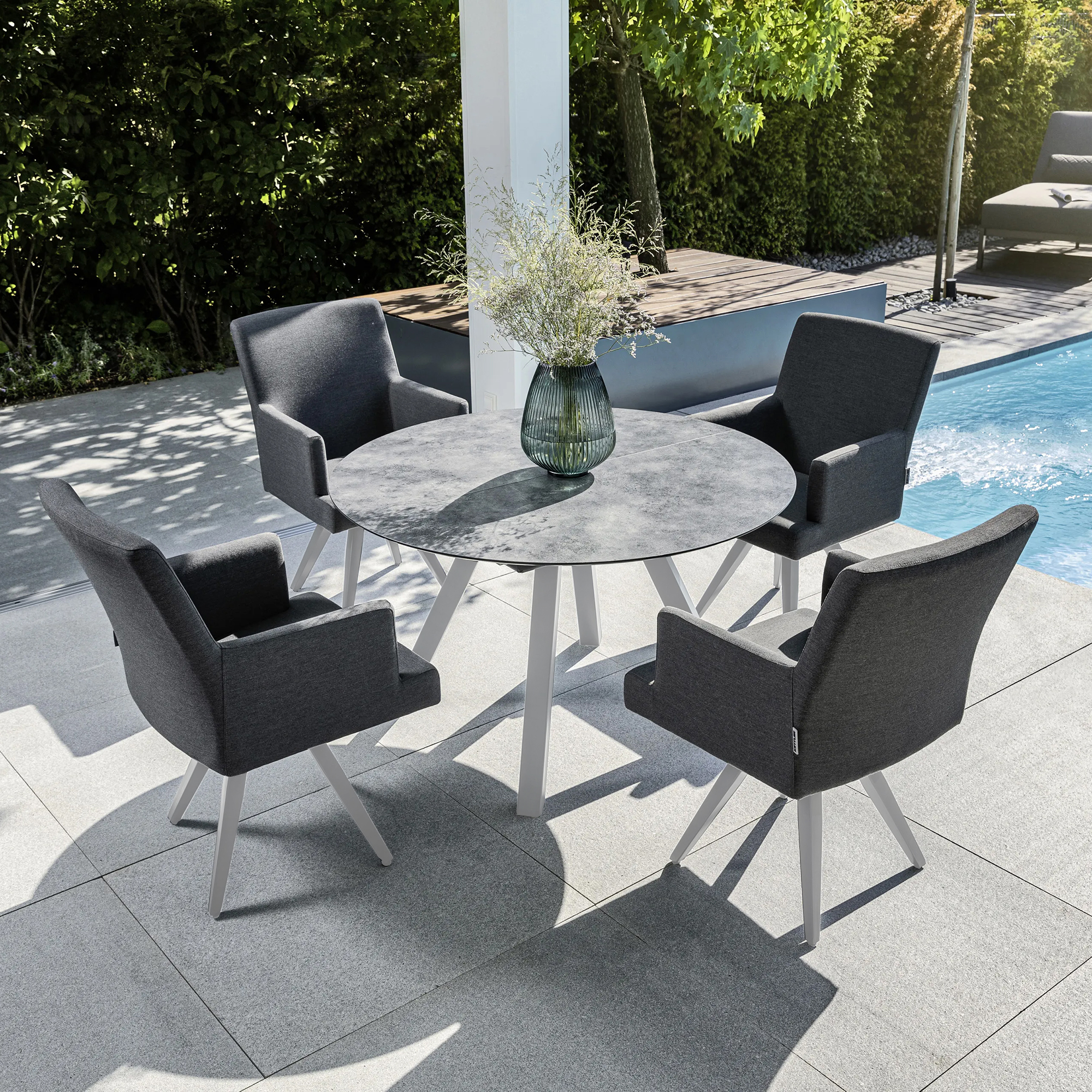 Stół ogrodowy rozkładany HPL 120 / 170 x 120 cm srebrno-antracytowy KETTLER