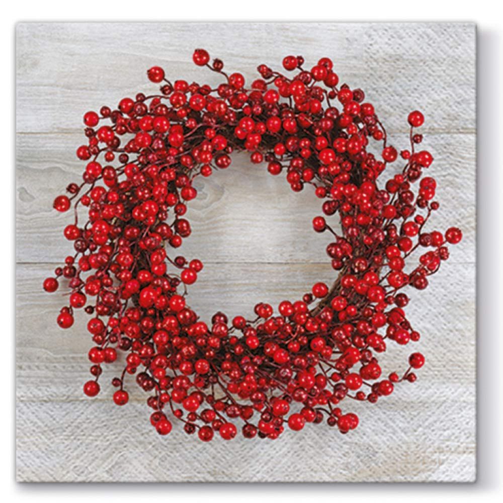 Sada 20 Vianočných obrúskov Red Wreath 33 x 33 cm