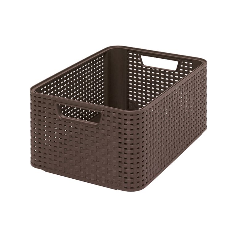 Storage basket with lid Rattan Style S 28,5 x 19,4 x 13 cm dark brown CURVER