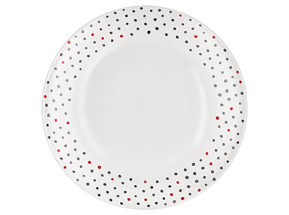 Plato llano Poppy Lunares blanco gris y rojo 27 cm AMBITION