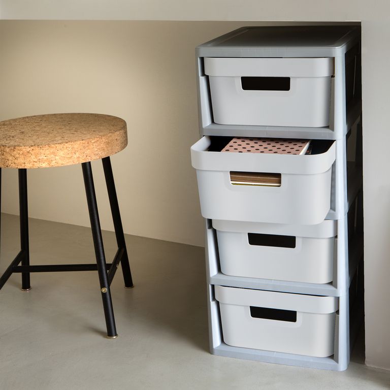 Storage box with lid 45L Infinity light grey CURVER