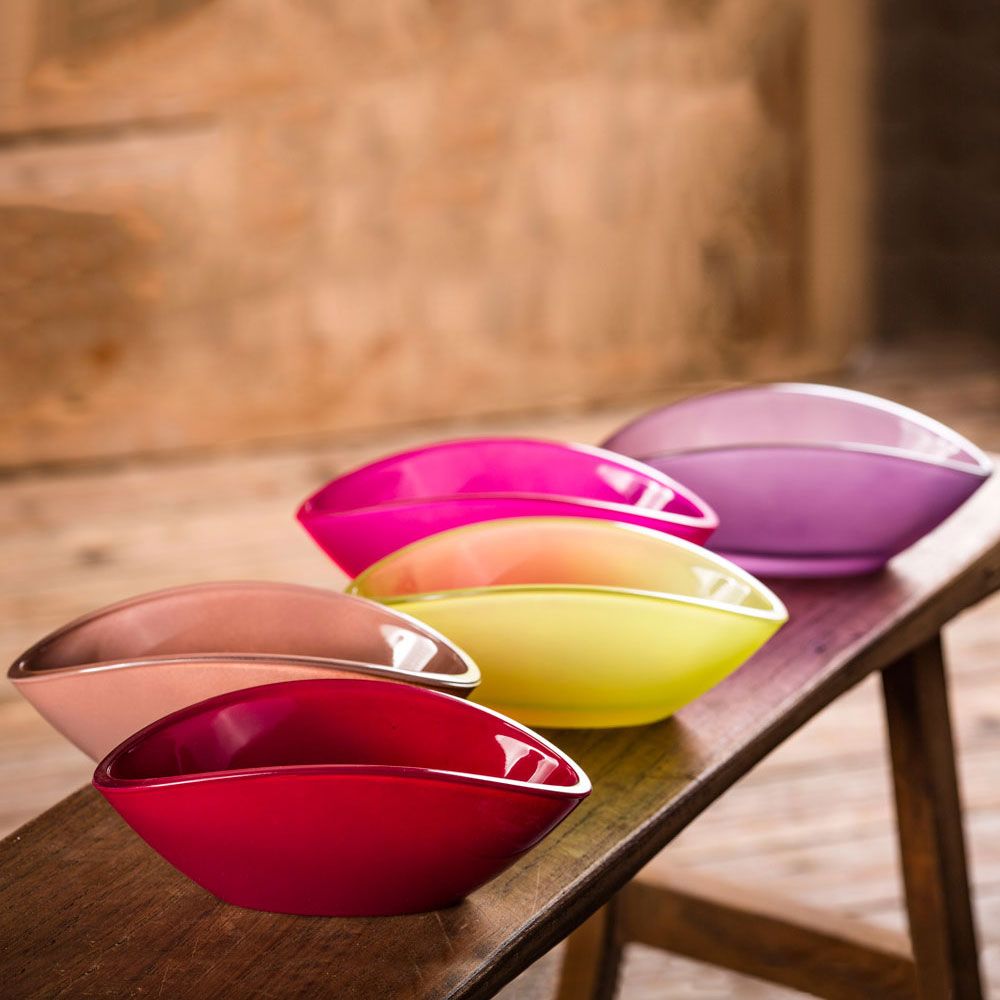 Ensaladera barco Oleo rosado 26 cm AMBITION