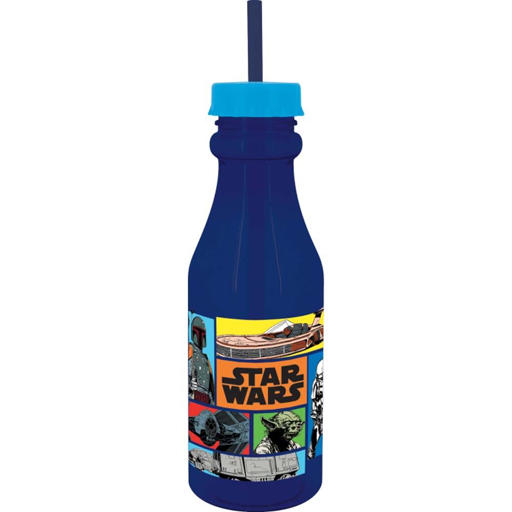 Trinkflasche mit Strohhalm Star Wars 500 ml dunkelblau DISNEY